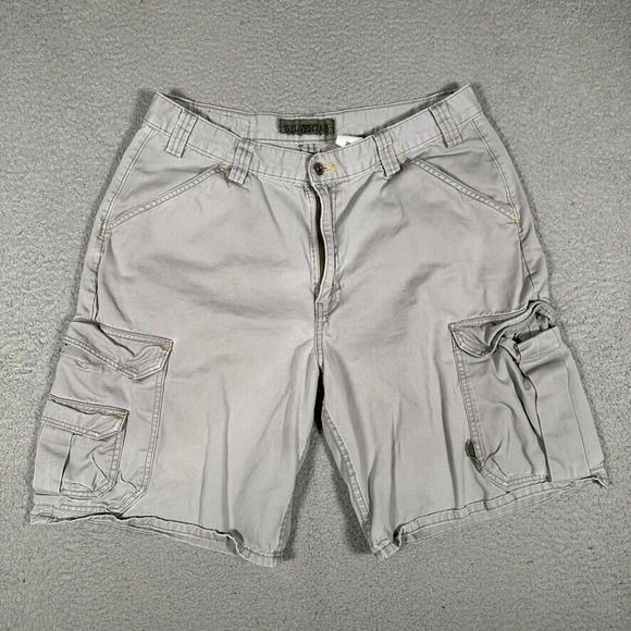 SilverTab Shorts Mens 34 Gray Cargo Pockets Y2K Loose Casual Preppy Outdoor Logo - Picture 1 of 10